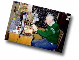Sidney at his fly tying desk, in a photo taken in April, 1999.